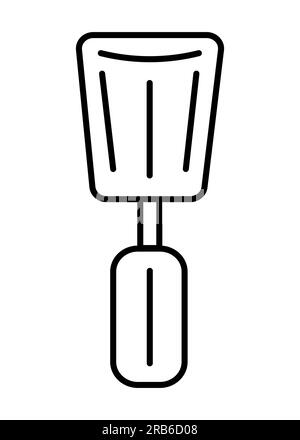 Frying spatula black and white vector line icon Stock Vector