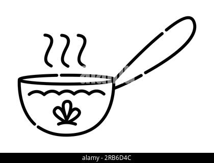 Ladle black and white vector line icon Stock Vector