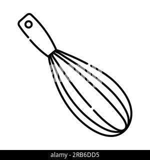 Whisk for whipping black and white vector line icon Stock Vector