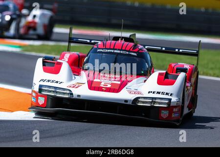 Monza, Italy. 07th July, 2023. Porsche Penske Motorsport - Porsche 963 Hybrid of Dane Cameron (USA) competes during the WEC FIA World Endurance Championship 6 Hours of Monza 2023 at Autodromo Nazionale Monza. Credit: SOPA Images Limited/Alamy Live News Stock Photo