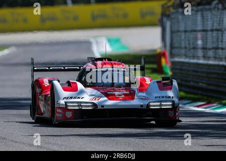 Monza, Italy. 07th July, 2023. Porsche Penske Motorsport - Porsche 963 Hybrid of Dane Cameron (USA) competes during the WEC FIA World Endurance Championship 6 Hours of Monza 2023 at Autodromo Nazionale Monza. Credit: SOPA Images Limited/Alamy Live News Stock Photo