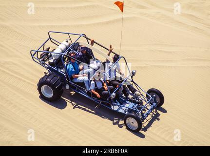 Aerial image of dune buggy on sand dunes Oregon, USA Stock Photo