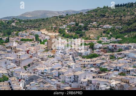 Aerial view of Montefrio with Convent and Church of San Antonio - Montefrio, Andalusia, Spain Stock Photo