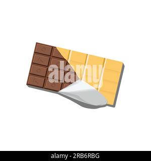 Chocolate bar flat vector on white background. Chocolate milk illustration. Candy icon. Confectionery. Stock Vector