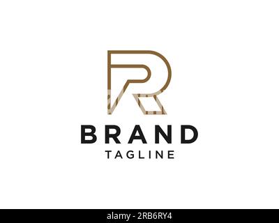 Abstract Initial Letter R Logo. Gold Geometric Arrow Shape Origami Style. Usable for Business and Construction Logos. Flat Vector Logo Design Template Stock Vector
