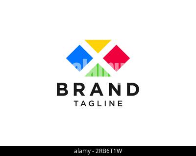 Abstract Initial Letter X Logo. Colorful Motion Shape Origami Style. with Negative Space X Letter inside. Flat Vector Logo Design Template Element Stock Vector