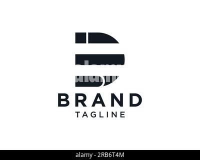 Abstract Initial Letter D Logo. Black Geometric Shape isolated on White Background. Usable for Business and Branding Logos. Flat Vector Logo Design Te Stock Vector