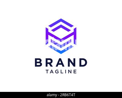 Abstract Initial Letter H Logo. Blue Geometric Arrow Shapes Origami Style isolated on White Background. Usable for Business and Branding Logos. Flat V Stock Vector