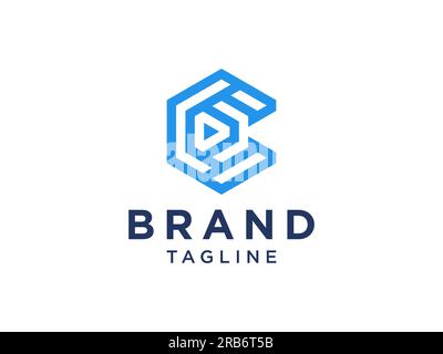 Abstract Initial Letter C Logo. Blue Rounded Line Infinity Style isolated on White Background. Usable for Business and Technology Logos. Flat Vector L Stock Vector