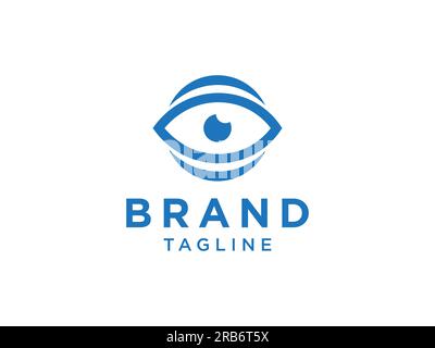 Abstract Eye Logo. Blue Linear Style with Square Frame isolated on White Background. Usable for Business and Technology Logos. Flat Vector Logo Design Stock Vector