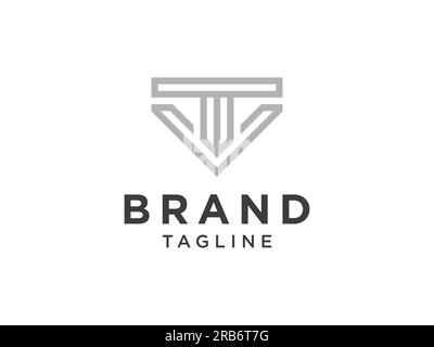 Abstract Initial Letter T Logo. Blue Simple Speech Bubble Square Rounded Style with White Lines Chat Talk Icon isolated on White Background. Flat Vect Stock Vector