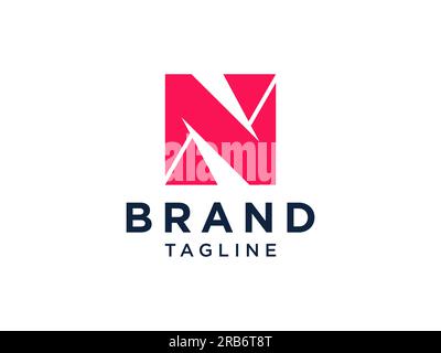 Abstract Initial Letter N Logo. Red Geometric Line Style isolated on White Background. Usable for Business and Branding Logos. Flat Vector Logo Design Stock Vector
