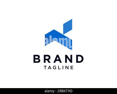 Abstract Initial Letter K Logo. Blue Geometric Origami Style isolated on White Background. Usable for Business and Branding Logos. Flat Vector Logo De Stock Vector