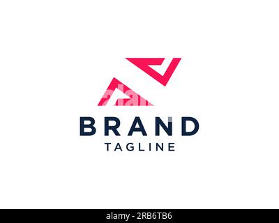 Abstract Initial Letter N Logo. Red Geometric Line Style isolated on White Background. Usable for Business and Branding Logos. Flat Vector Logo Design Stock Vector
