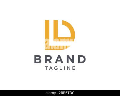 Abstract Initial Letter D Logo. Yellow Geometric Shape isolated on White Background. Usable for Business and Branding Logos. Flat Vector Logo Design T Stock Vector