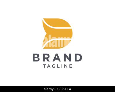 Abstract Initial Letter D Logo. Yellow Geometric Shape isolated on White Background. Usable for Business and Branding Logos. Flat Vector Logo Design T Stock Vector