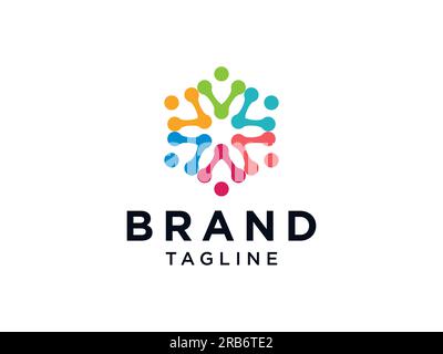Abstract People Logo. Colorful Square Pixel arts isolated on White Background. Flat Vector Logo Design Template Element Stock Vector