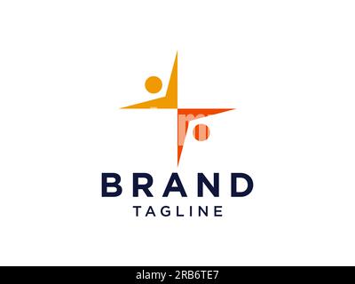 Colorful Star Icon Abstract People Logo isolated one white background. Flat Vector Logo Design Template Element Stock Vector