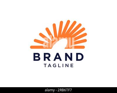 Abstract Sun Logo. Vintage Sun Icon with Geometric Rays of Sunburst isolated on White Background. Usable for Business and Nature Logos. Flat Vector Lo Stock Vector