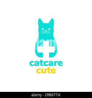 animal pets care cat health clinic modern logo design vector Stock Vector