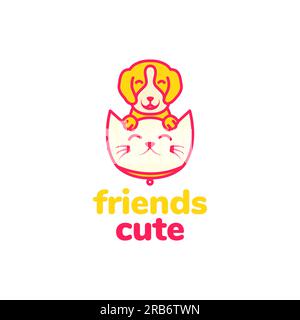 animal pets kitten puppy mascot cartoon cute colorful logo design vector Stock Vector