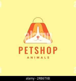 animal pets dog pet shop shopping bag cartoon mascot logo design vector Stock Vector