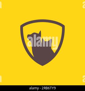 animal pets care dog cat shield secure treatment logo design vector Stock Vector