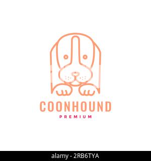 animal pets puppy bloodhound mascot cute line art logo design vector Stock Vector