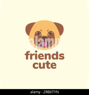 animal pets dog puppy American Pit Bull Terrier cute face mascot cartoon logo design vector Stock Vector