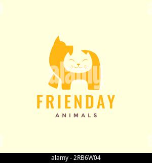 animal pets dog and cat flat mascot modern logo design vector Stock Vector