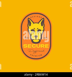 animal pets dog head doberman vintage badge logo design vector Stock Vector