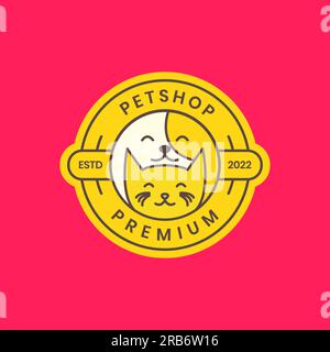 animal pets puppy kitten pet shop badge modern colorful logo design vector Stock Vector