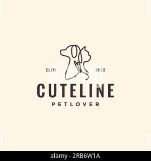 animal pets cat dog rabbit lines art hipster simple logo design vector Stock Vector