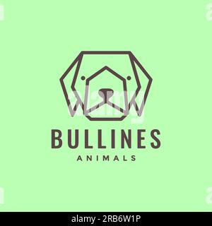 animal pets bulldog head line art hexagonal modern minimalist logo design vector Stock Vector