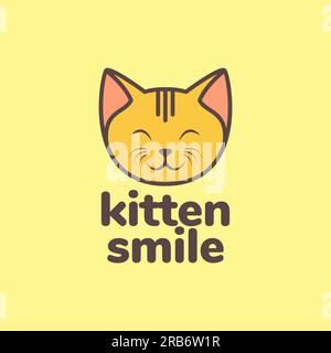 animal pets cat kitten head mascot cartoon smile cute logo design vector Stock Vector