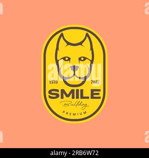 animal pets head dog american bully mascot vintage badge logo design vector Stock Vector