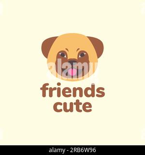 animal pets dog puppy American Pit Bull Terrier cute face mascot cartoon logo design vector Stock Vector