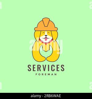 animal pets dog foreman services wrench mascot logo design vector Stock Vector