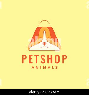 animal pets dog pet shop shopping bag cartoon mascot logo design vector Stock Vector