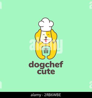 animal pets dog chef spatula cooking mascot cartoon cute logo design vector Stock Vector