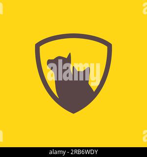 animal pets care dog cat shield secure treatment logo design vector Stock Vector