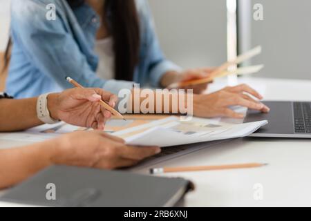 Construction design concept, Two architects is discussing about project and blueprint of building. Stock Photo