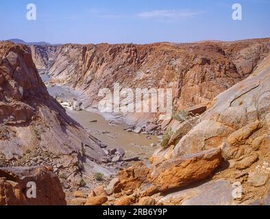 The Orange River Gorge below the waterfall in the Augrabies Falls National Park in the Northern Cape Province of South Africa. Stock Photo