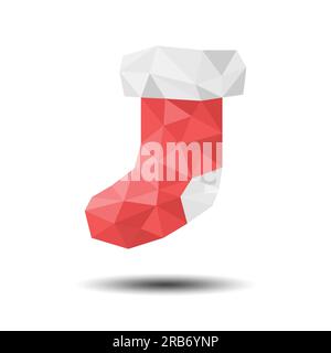Polygon Christmas Sock on white background Stock Vector