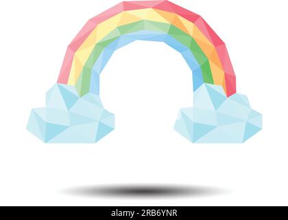 Polygon Cloud with Rainbow Icon on white background Stock Vector