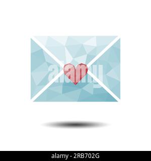 Polygon Letter with Heart Icon on white background Stock Vector