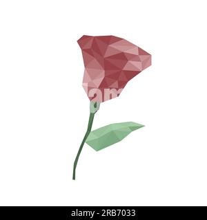 Polygon Rose Icon on white background Stock Vector