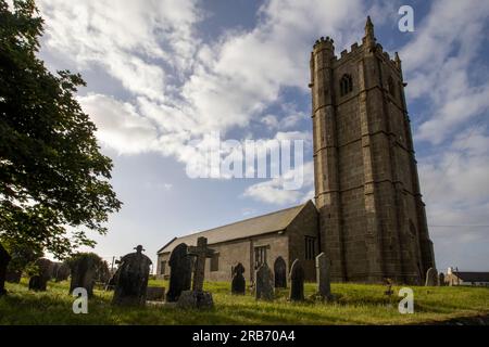 The parish church in St Buryan in Cornwall, UK Stock Photo