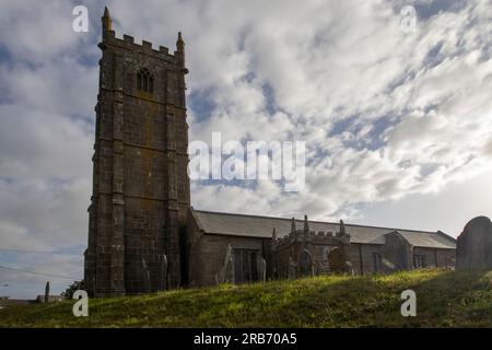 The parish church in St Buryan in Cornwall, UK Stock Photo