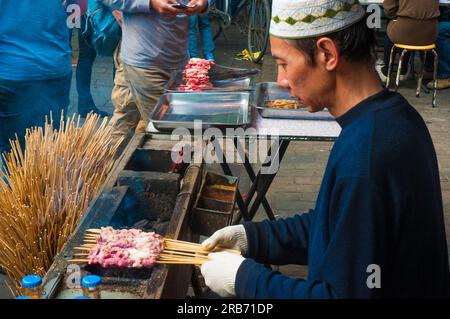 street market stalls in the Muslim quarter of Xi'an, China Stock Photo